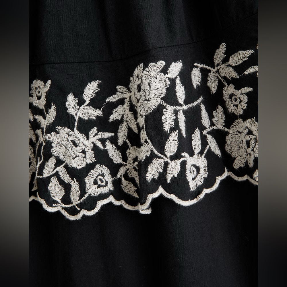 Abercrombie Black Embroidered Tiered Maxi Dress Boho Lace XXS NWT - Picture 6 of 8